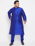 Vastramay Men's Plus Size Blue Silk Blend Kurta Pyjama Set